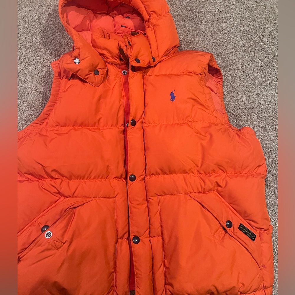 Orange Polo Ralph Lauren Down Vest Sz XXL